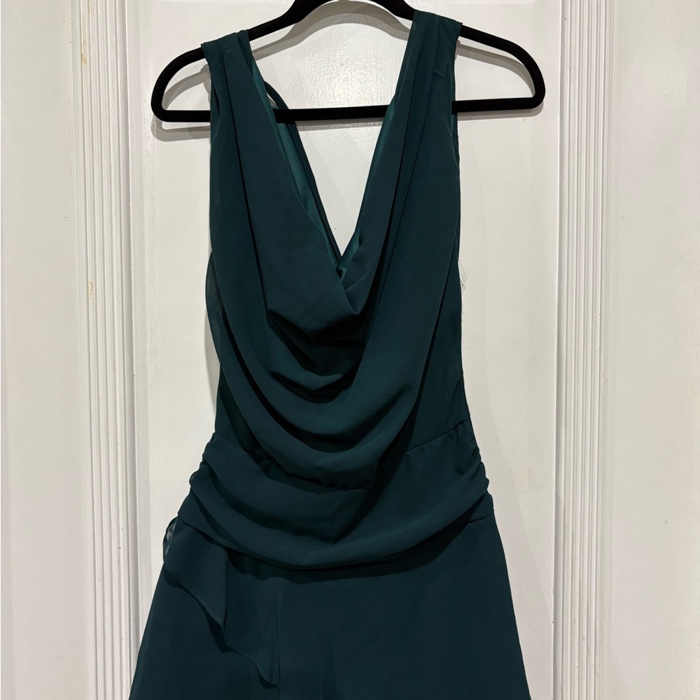Fashion Nova Deep Teal Backless Dress
